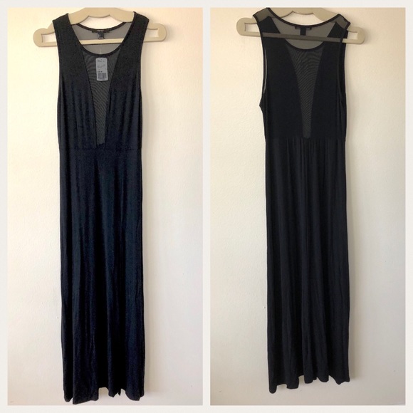 Forever 21 Black Dress Mesh Open Back Detail Large - Picture 1 of 5
